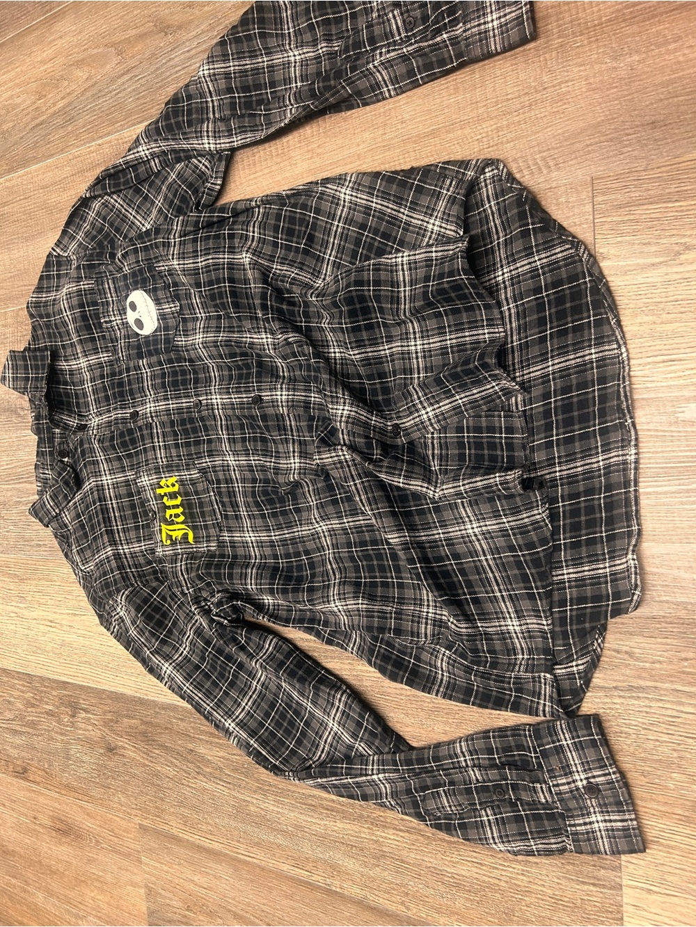 Disney the nightmare before Christmas Black, Gray, white Plaid Flannel Shirt